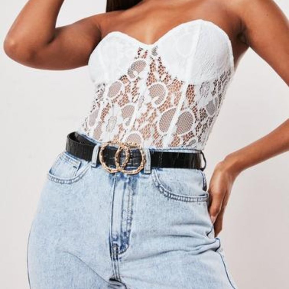 Missguided black croc texture belt